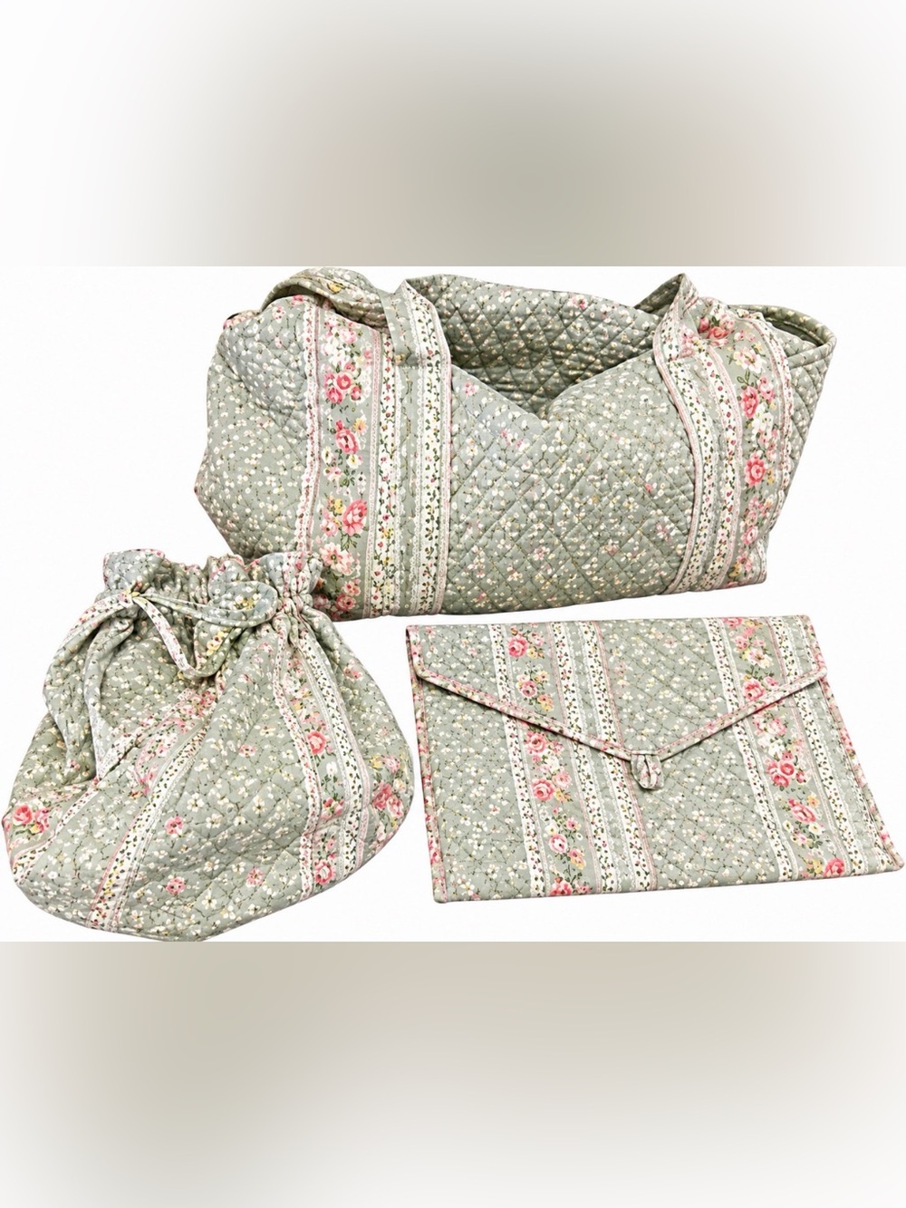 Vintage 1993 Vera Bradley Springtime 3-Piece Travel Set Duffel Portfolio Bag